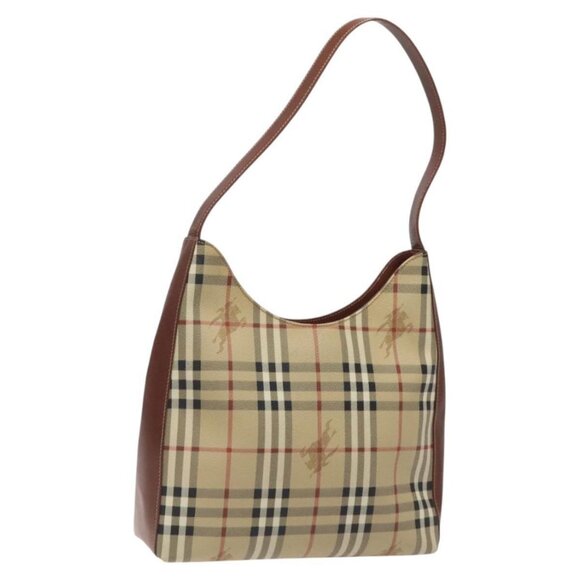 BURBERRY Nova Check Shoulder Bag PVC Beige Auth 124279 - Picture 1 of 16